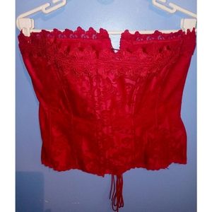 Fredericks Of Hollywood RED Floral Lace up Corset